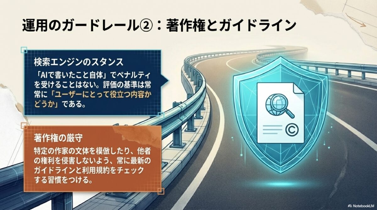 運用のガードレール②：著作権とガイドライン