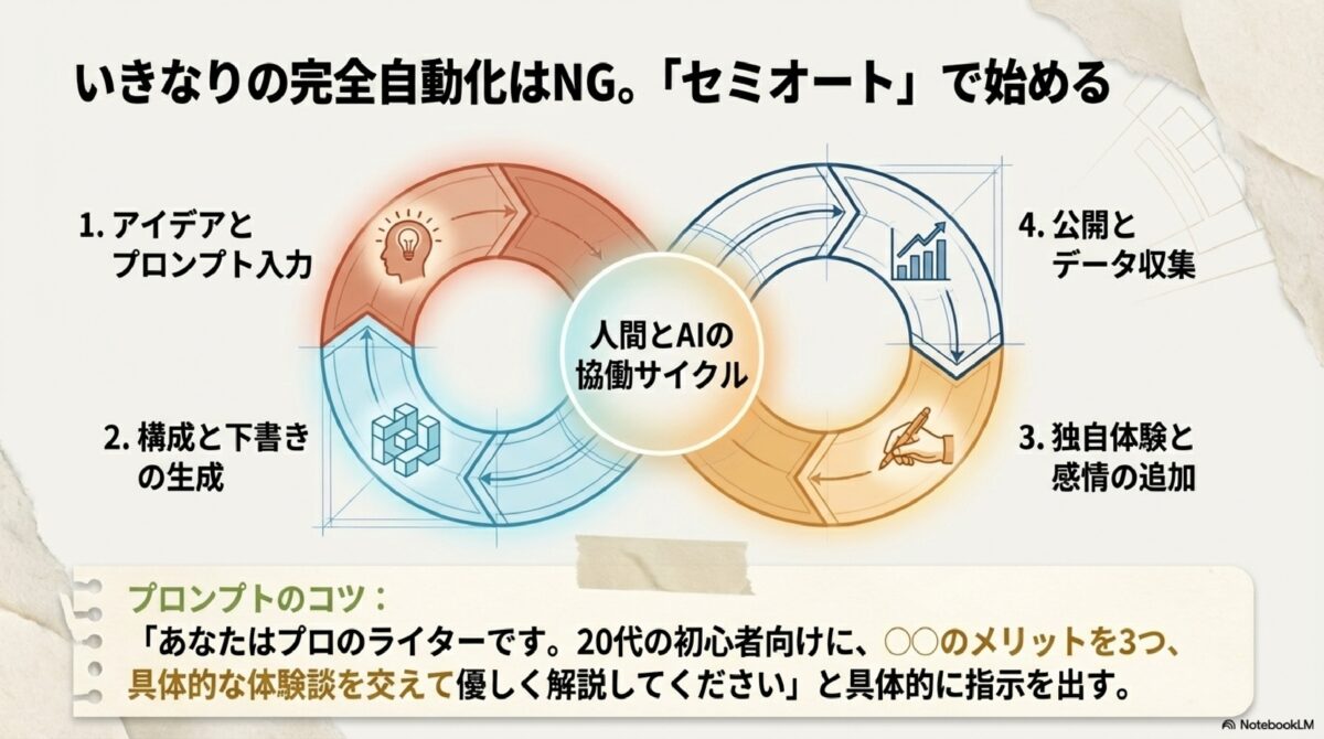 いきなりの完全自動化はNG。「セミオート」で始める