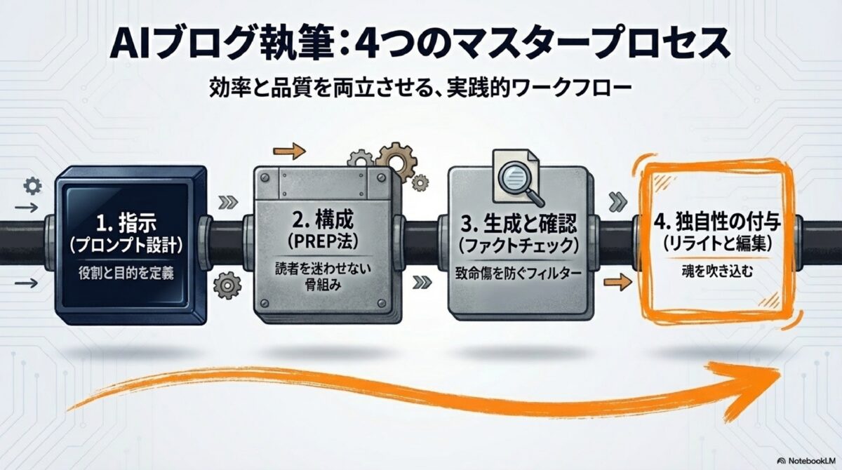 AIブログ執筆:4つのマスタープロセス