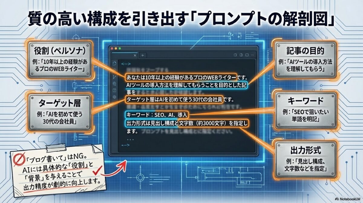 質の高い構成を引き出す「プロンプト」の解剖図