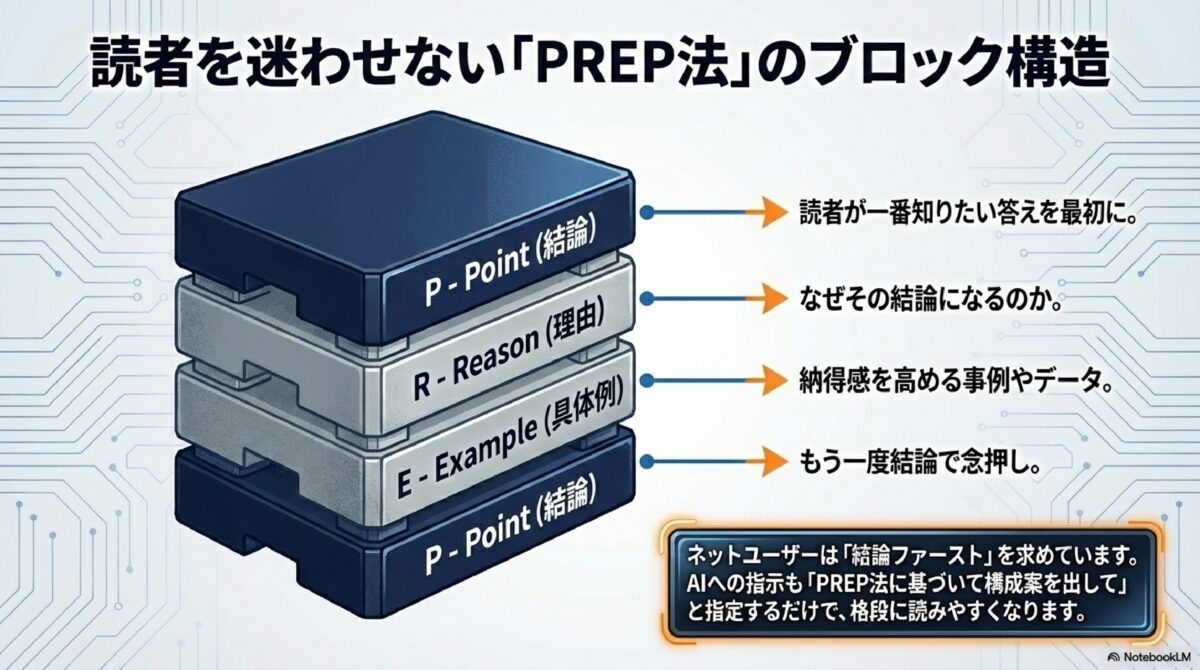 読者を迷わせない「PREP法」のブロック構造